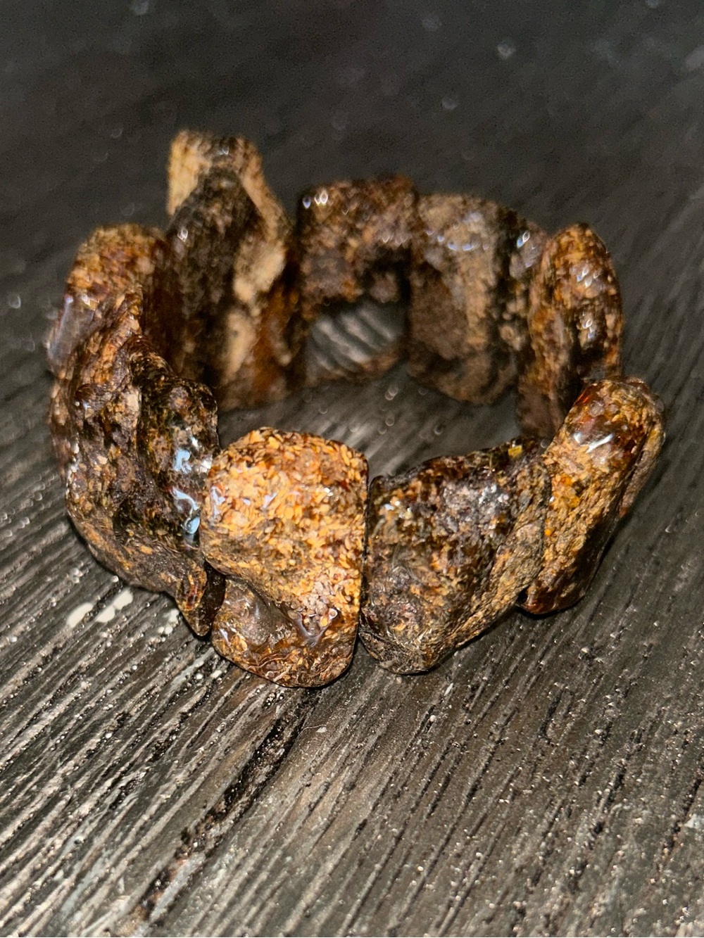 Natural Brown Baltic Raw Amber Stretch Bracelet